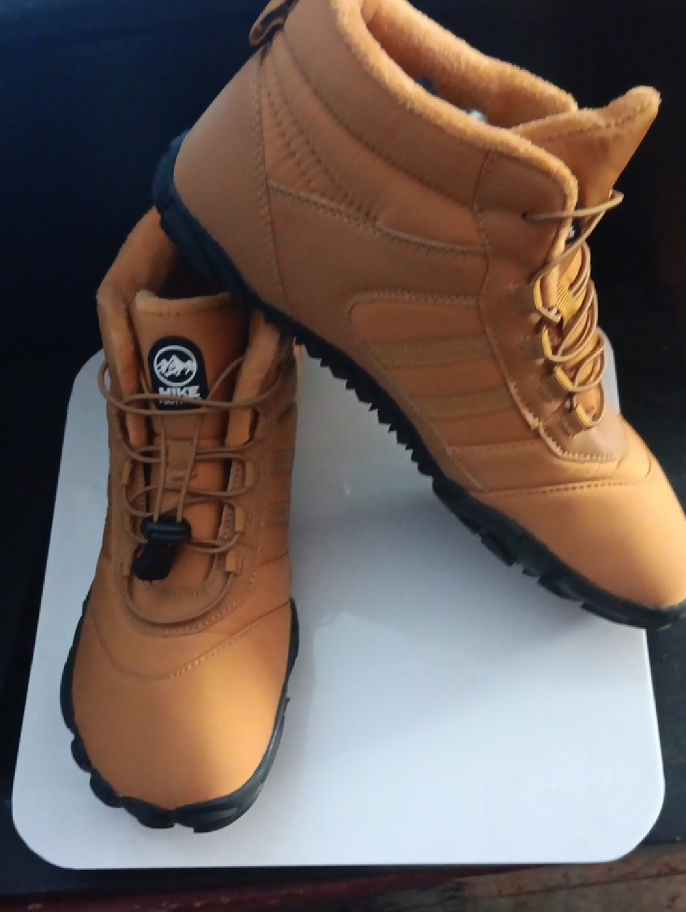 HIKE FOOTWARE Men's Tan Insulated Outdoor Boots with Quick-Lace Toggle
